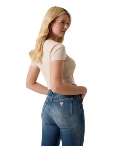 T‑shirt femme Guess beige imprimé