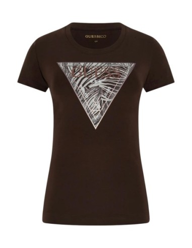 T‑shirt femme Guess marron imprimé