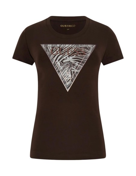 T‑shirt femme Guess marron imprimé