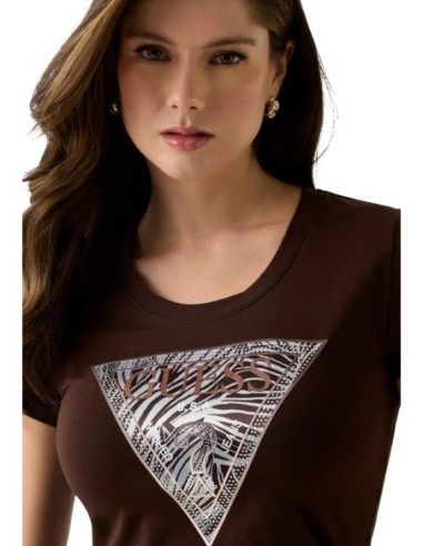 T‑shirt femme Guess marron imprimé