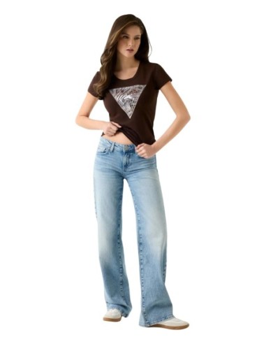 T‑shirt femme Guess marron imprimé