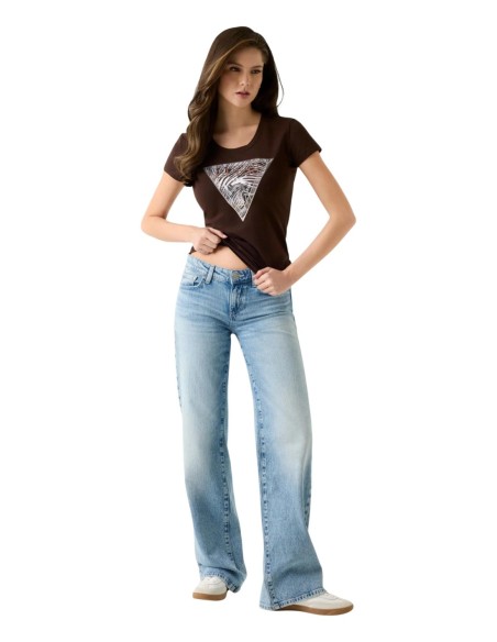 T‑shirt femme Guess marron imprimé