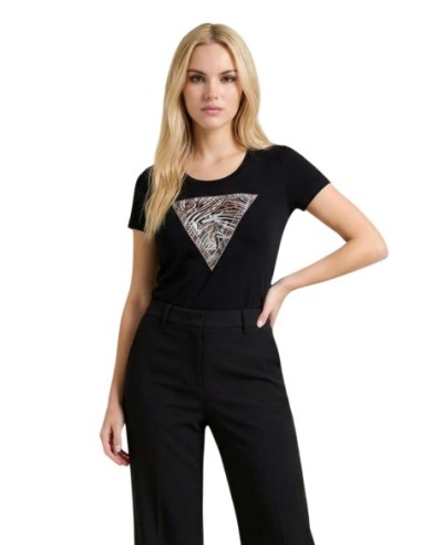 T-shirt femme Guess noir imprimé zebra