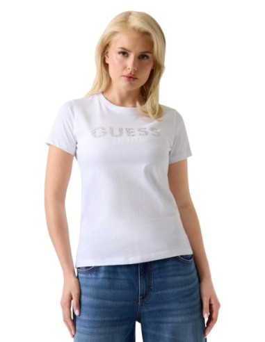 T‑shirt femme Guess blanc strass