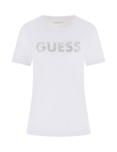 T‑shirt femme Guess blanc strass