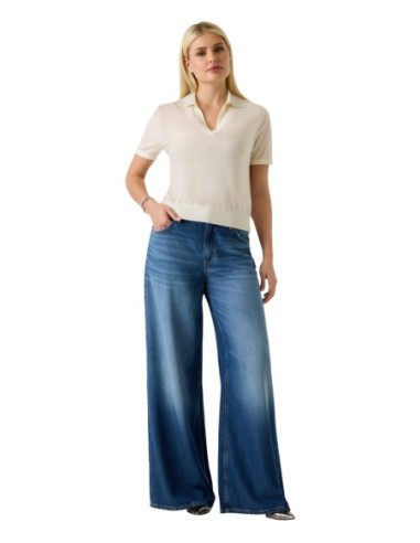 T‑shirt femme Guess beige col V