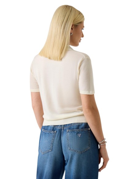 T‑shirt femme Guess beige col V