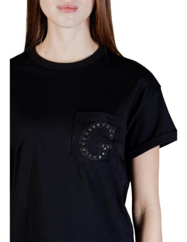 T-shirt noir poche Guess femme