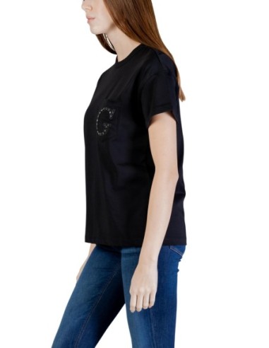T-shirt noir poche Guess femme