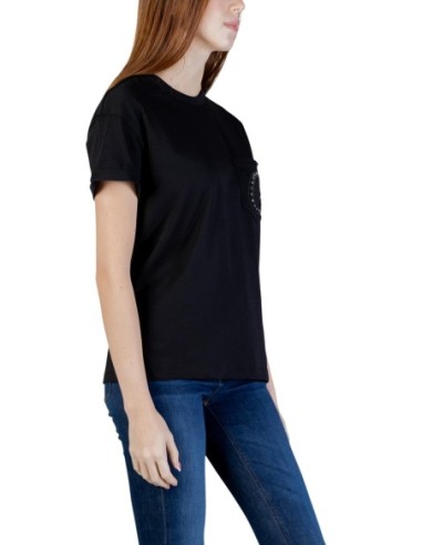 T-shirt noir poche Guess femme