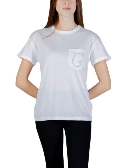 T-shirt blanc poche Guess femme