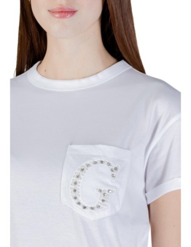 T-shirt blanc poche Guess femme
