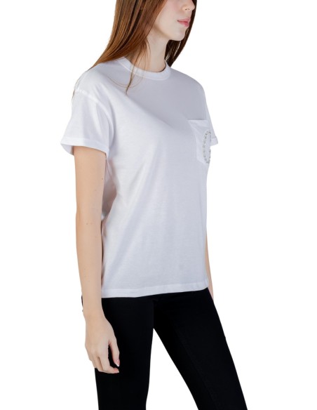 T-shirt blanc poche Guess femme