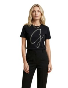 T-shirt noir strass Guess femme