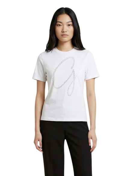 T-shirt blanc strass Guess femme