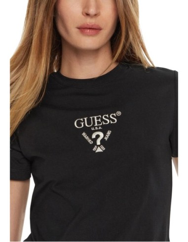 T-shirt noir imprimé Guess femme