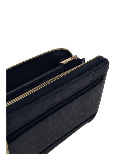Portefeuille noir compact Guess femme