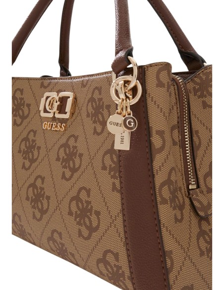 Sac marron imprimé avec bandoulière pratique | Guess