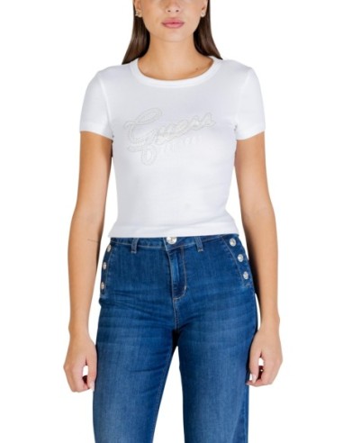 T-shirt blanc strass Guess femme