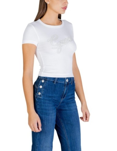 T-shirt blanc strass Guess femme