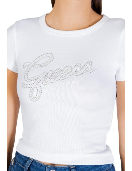 T-shirt blanc strass Guess femme