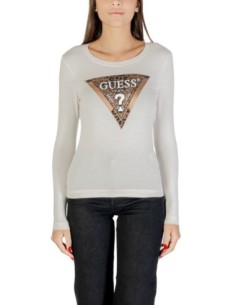 T-shirt beige imprimé Guess femme