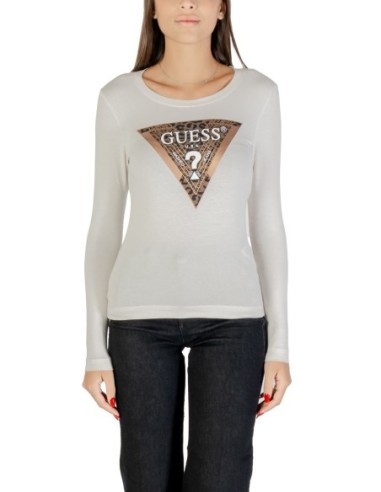 T-shirt beige imprimé Guess femme