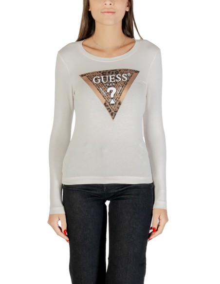 T-shirt beige imprimé Guess femme