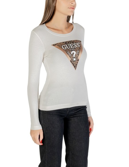T-shirt beige imprimé Guess femme