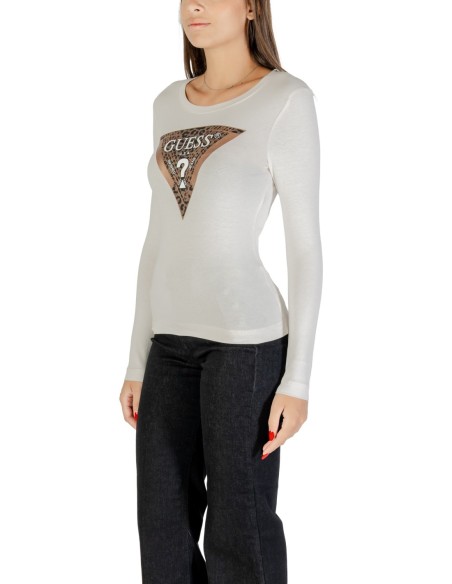 T-shirt beige imprimé Guess femme