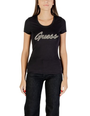 T-shirt strass glamour noir | Guess