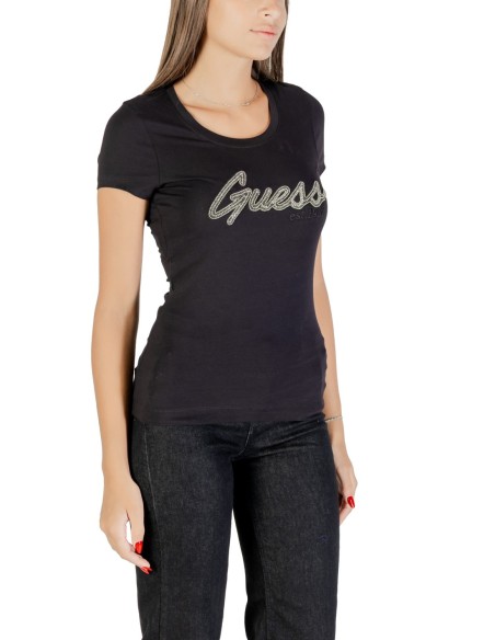 T-shirt strass glamour noir | Guess