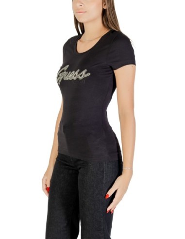 T-shirt noir strass Guess femme