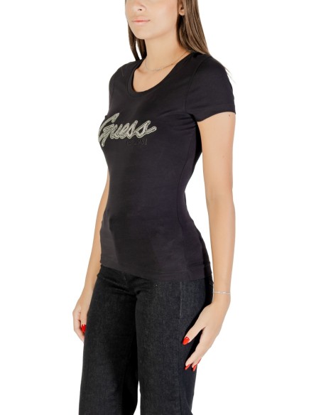 T-shirt strass glamour noir | Guess
