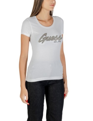 T-shirt strass lumineux blanc | Guess