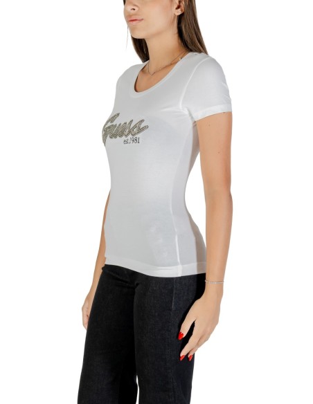 T-shirt strass lumineux blanc | Guess