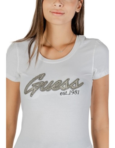 T-shirt blanc strass Guess femme