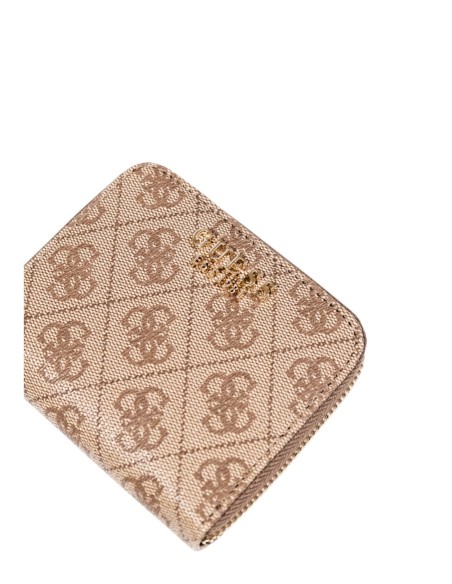 Portefeuille beige compact imprimé | Guess