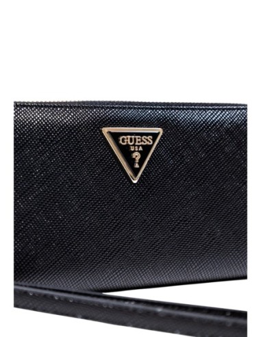 Portefeuille noir zippé Guess femme