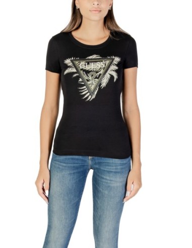 T-shirt noir imprimé Guess femme