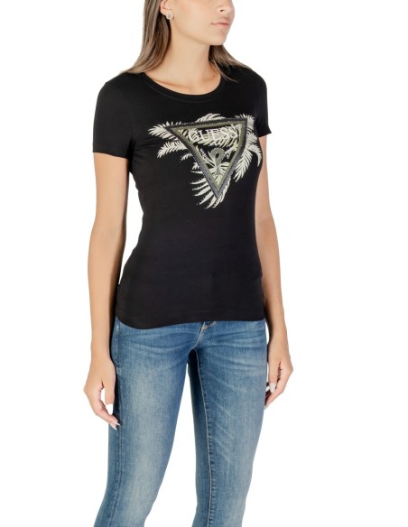 T-shirt noir imprimé Guess femme