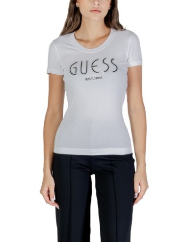 T-shirt blanc imprimé Guess femme