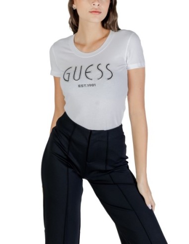 T-shirt blanc imprimé Guess femme