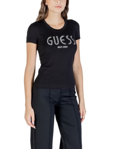 T-shirt noir imprimé Guess femme