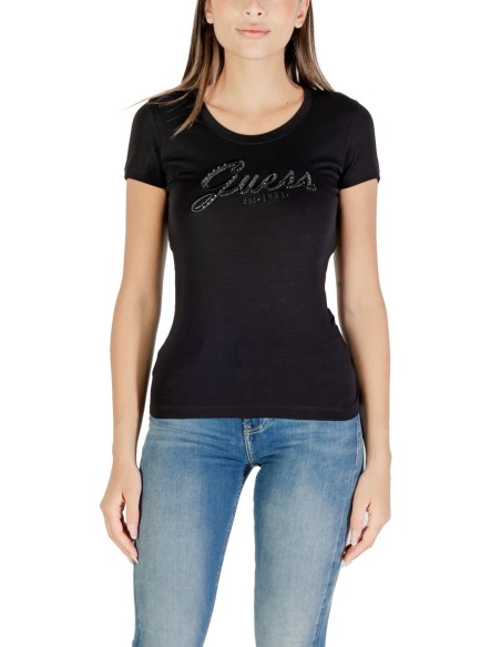 T-shirt noir strass Guess femme