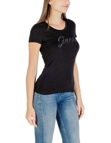 T-shirt strass éclatant noir | Guess