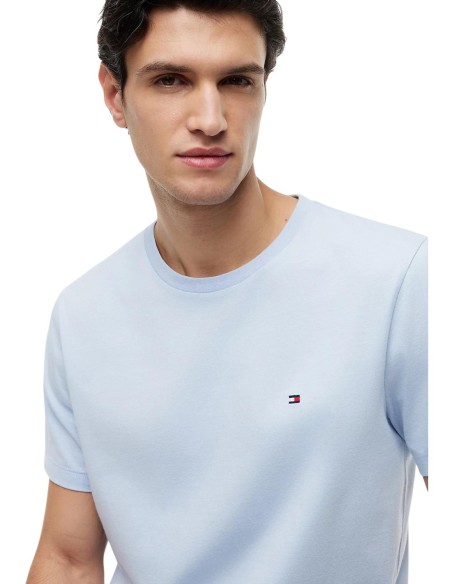 T-shirt bleu azur coton bio Tommy Hilfiger homme