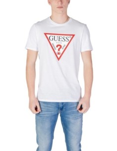 T-shirt blanc imprimé Guess homme