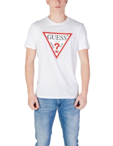 T-shirt blanc imprimé Guess homme