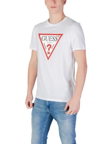 T-shirt blanc imprimé Guess homme